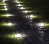 Lampy Ogrodowe Solarne Najazdowe Wbijane Dysk 8LED 12sztuk Zimny Biały
