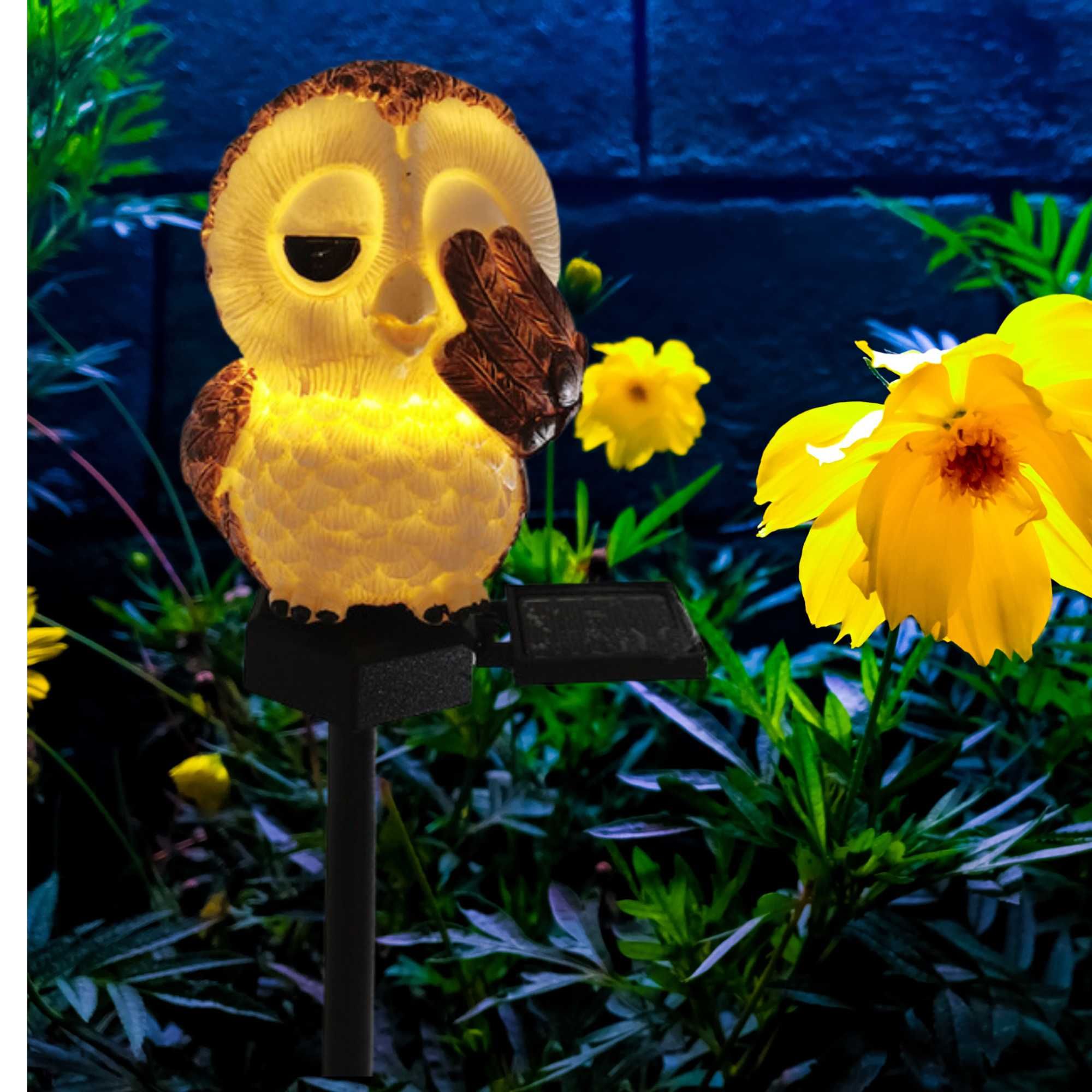 Lampa Solarna Ogrodowa SOWA LED Wodoodporna Wbijana Do OGRODU