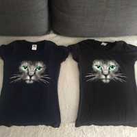 Dwa t-shirty z kotem XS