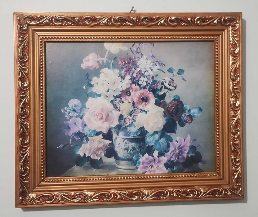 obraz :bukiet kwiatów w pięknej ramie