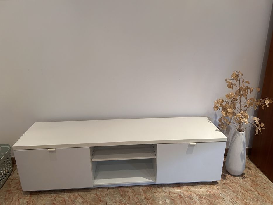 BYÅS Móvel TV, brilh branco, 160x42x45 cm (IKEA)