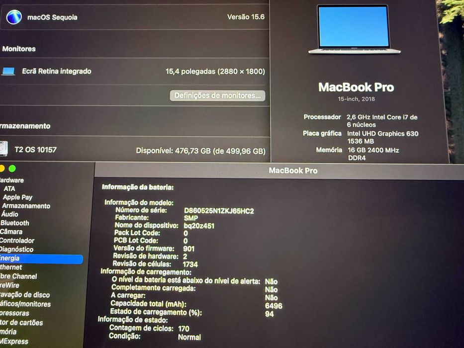 MacBook Pro 15" 2018 / 16GB RAM / 512GB SSD