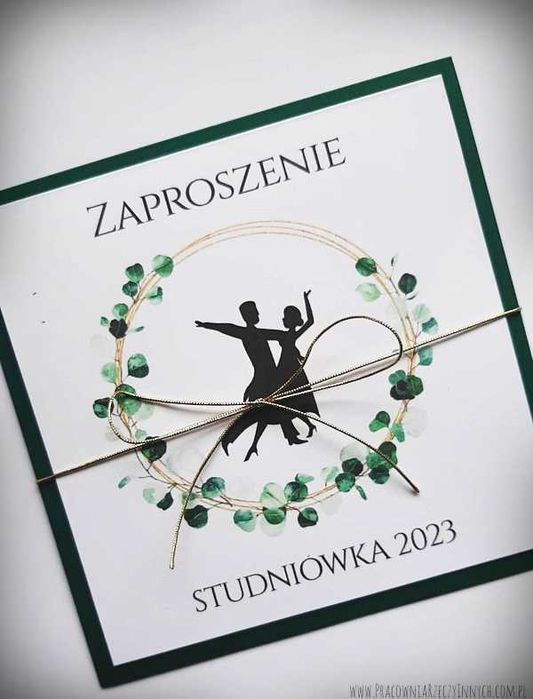 Zaproszenie na Studniówkę z kwiatami, wiankiem