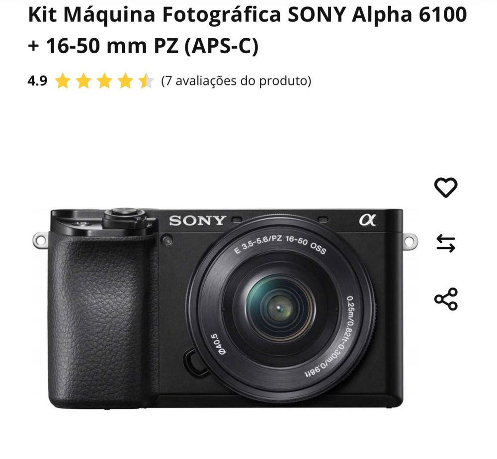Kit Máquina Fotográfica SONY Alpha 6100