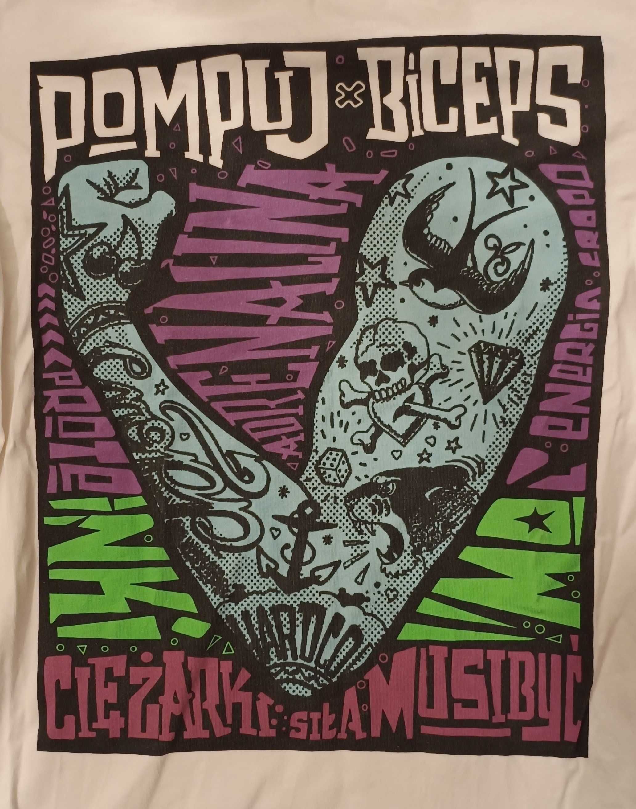 tshirt CROPP XS Pompuj Biceps Ciężarki Siła Musi Być