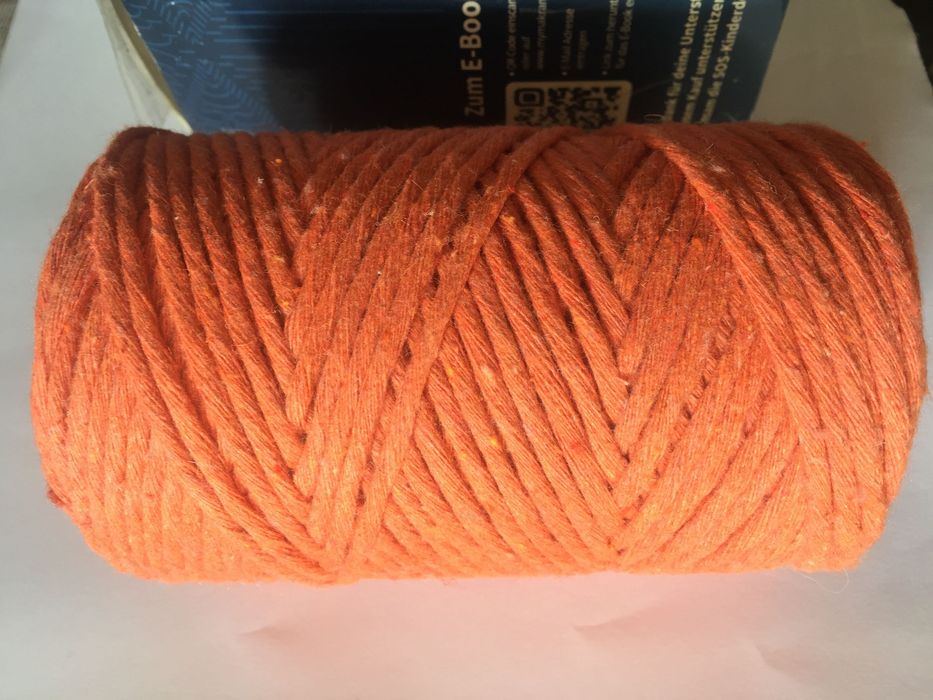 Макраме шнур нитка оранжева 3мм 100м, 65% бавовна 35% поліестер