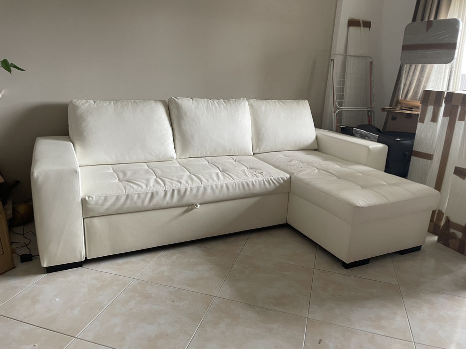 Sofá cama com chaisse longue