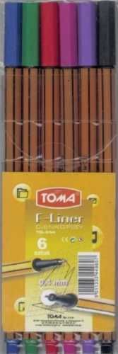 Cienkopis F - Liner 6 kolorów TOMA