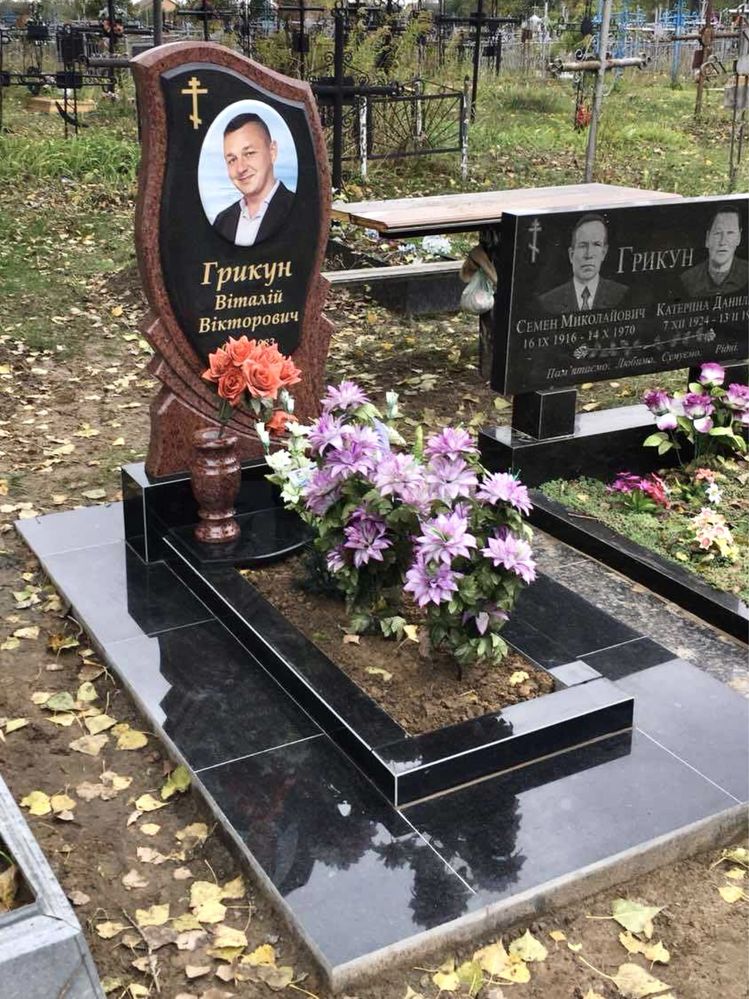 Гранітні пам’ятники воїнів ЗСУ гранит полимер фото стекло керамика