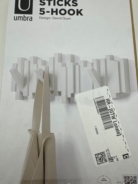 Nowy bialy wieszak 5 haków