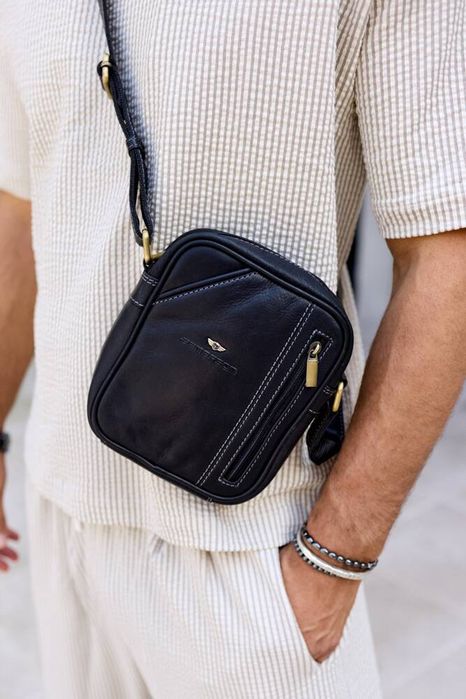 skórzana saszetka-listonoszka męska na ramię - peterson