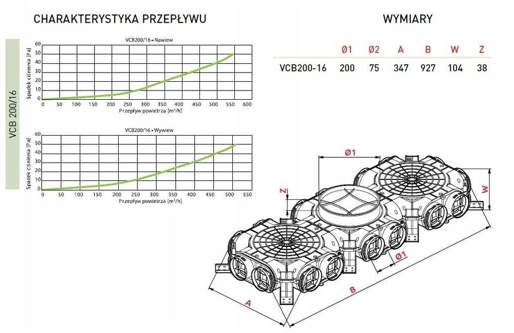 Rozdzielacz płaski  TWORZ. 16X75/200VCB Rekuperacja