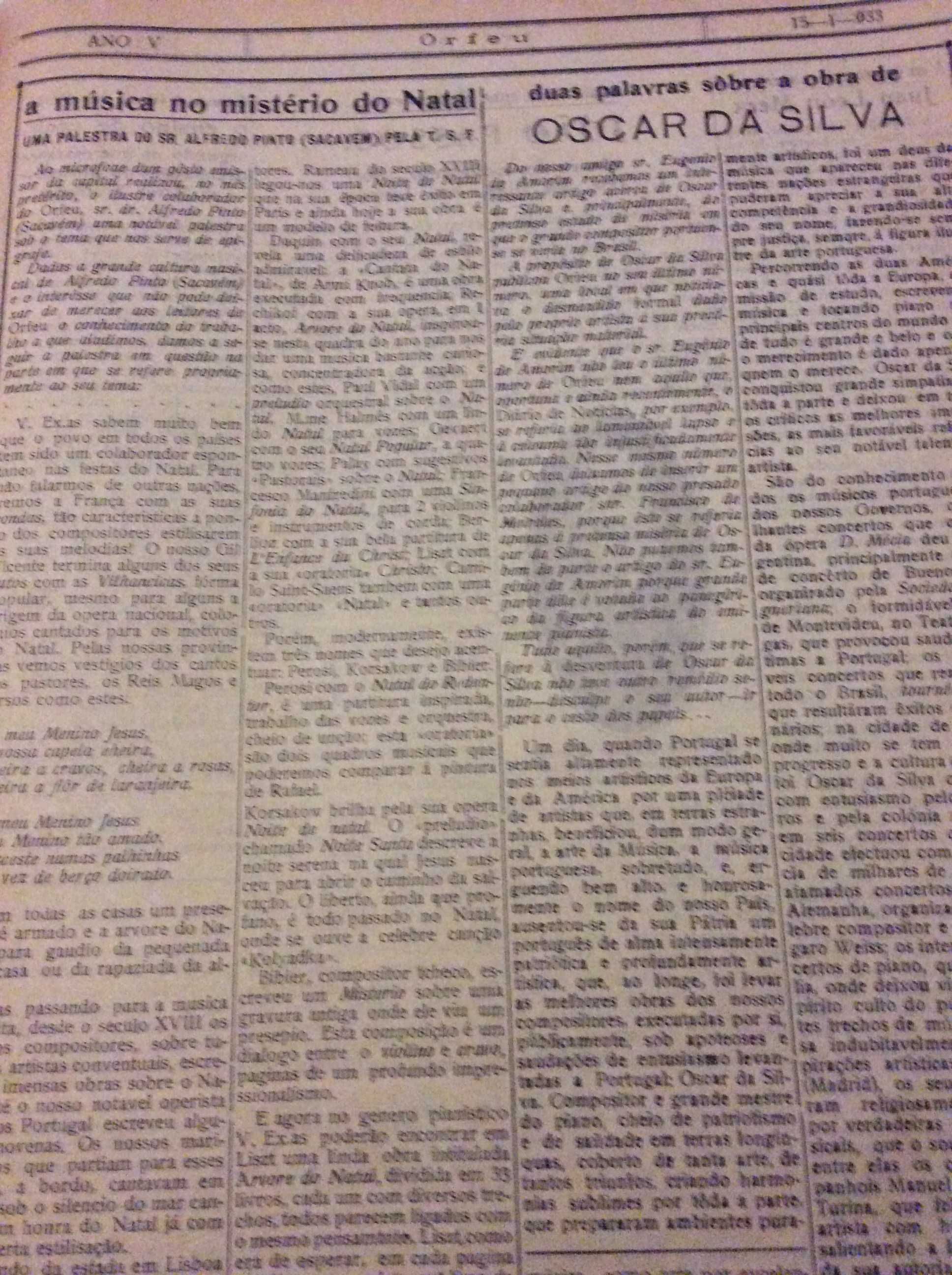 Orfeu. Jornal de arte. N.º 62, Pôrto 15 de Janeiro de 1933