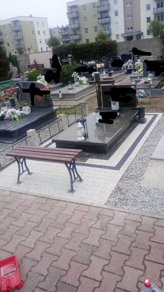 Układanie kostki wokół nagrobka, pomnika,usług brukarskie