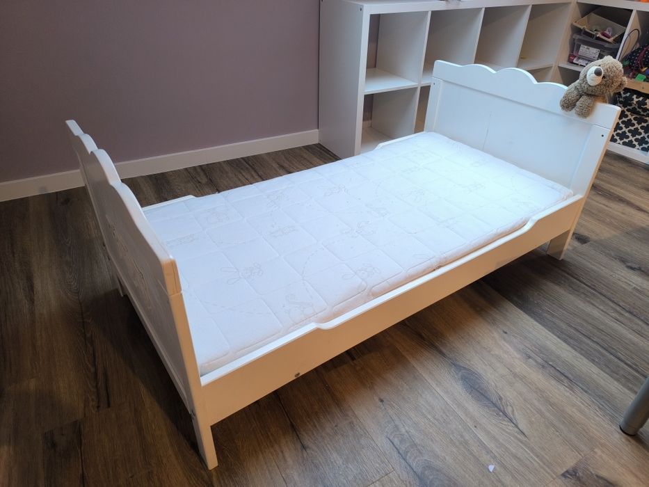 Łóżeczko dziecięce sowy klupś 70 x 145 białe łóżeczko z materacem