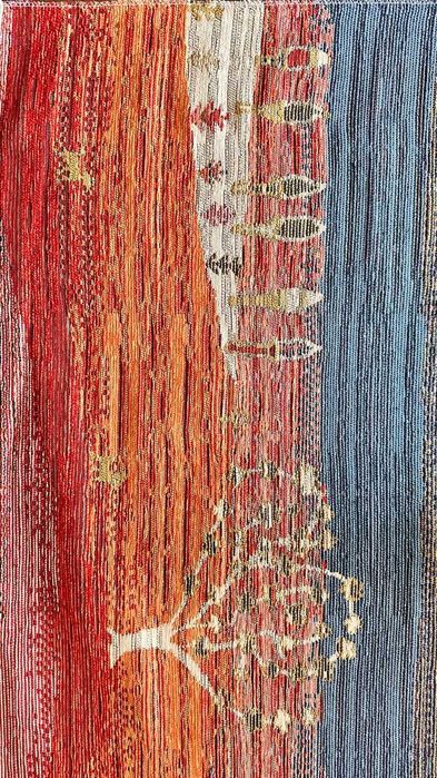 Dwustronny Dywan Kilim do Prania w Abstrakcyjny Wzór Krajobrazu 80x150