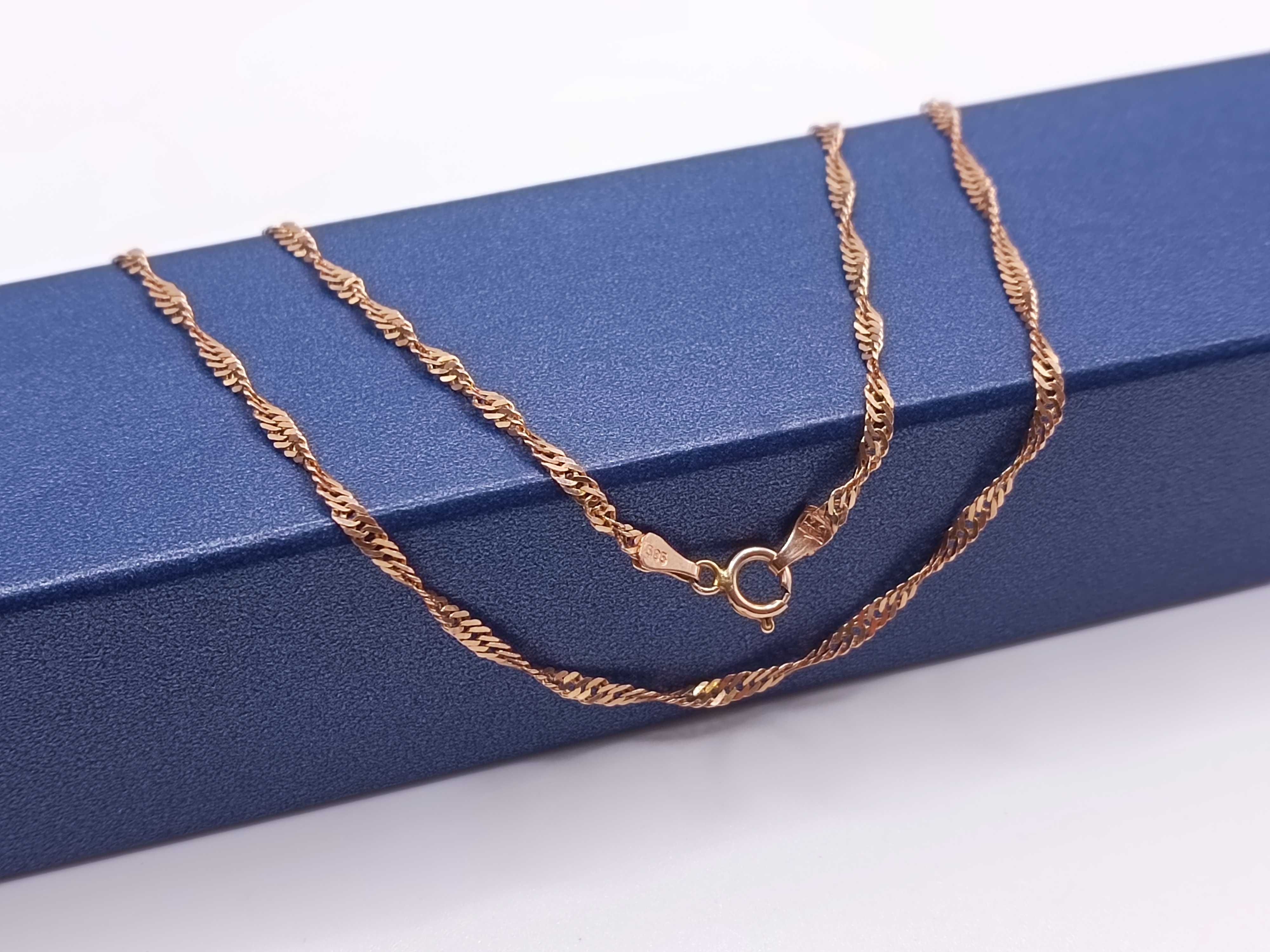 Złoty Łańcuszek Łańcuch Różowe Złoto Singapur 55cm PR585 14K 255/03/25