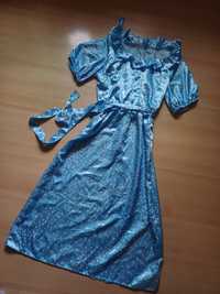 Sukienka długa niebieska na lato w groszki 46