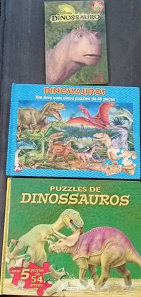 3 Livros / Puzzles Dinossauros Impecáveis