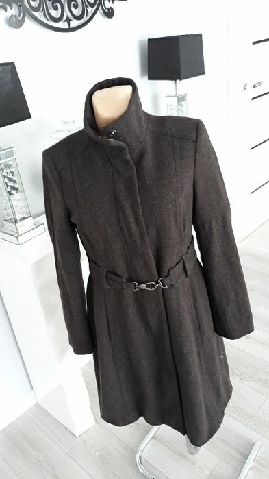 BENETTON elegancki plaszcz  w jodełkę roz 38 M
