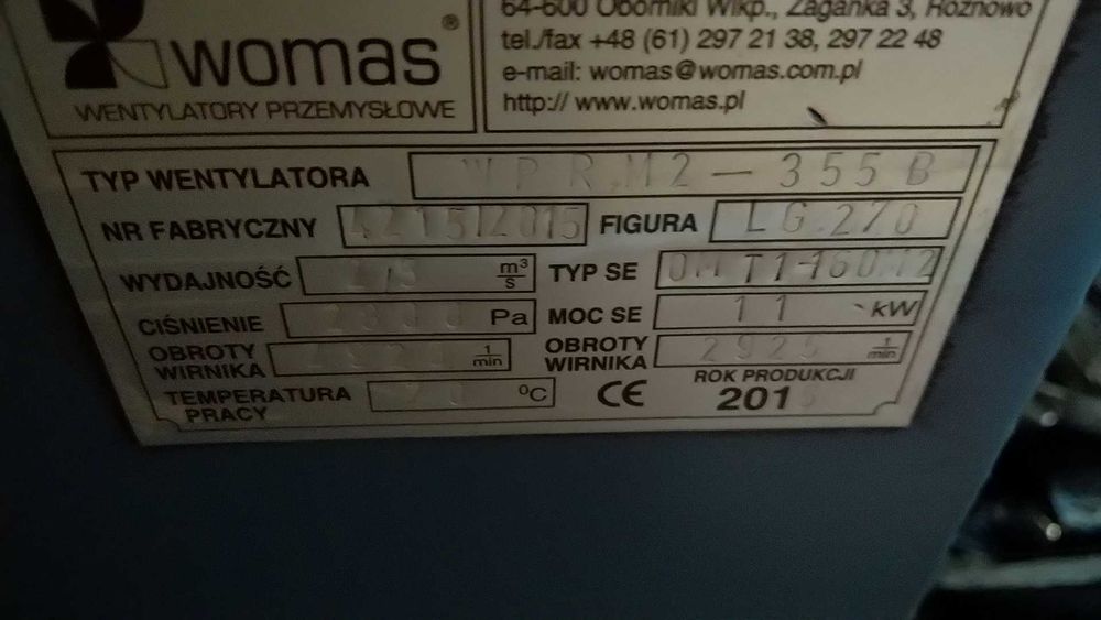 Wentylator promieniowy Womas WPRH2 11 kW