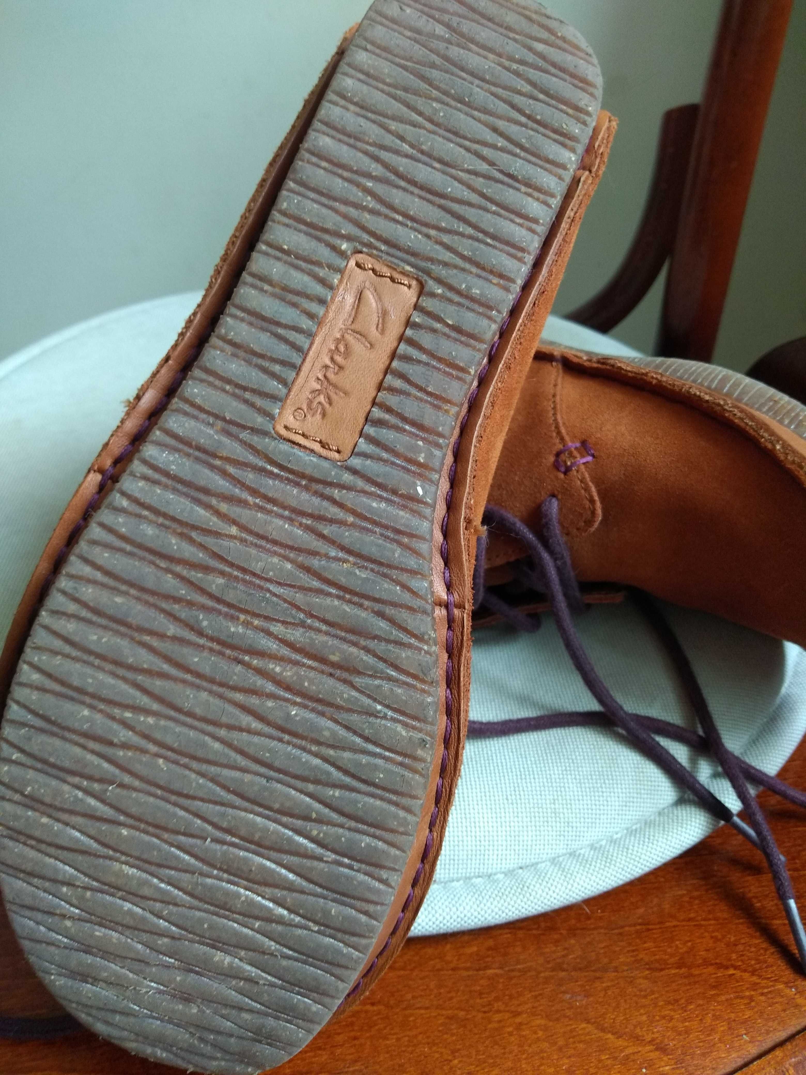 Półbuty sznurowane, botki zamszowe Clarks 36-37 EU 23,7 cm