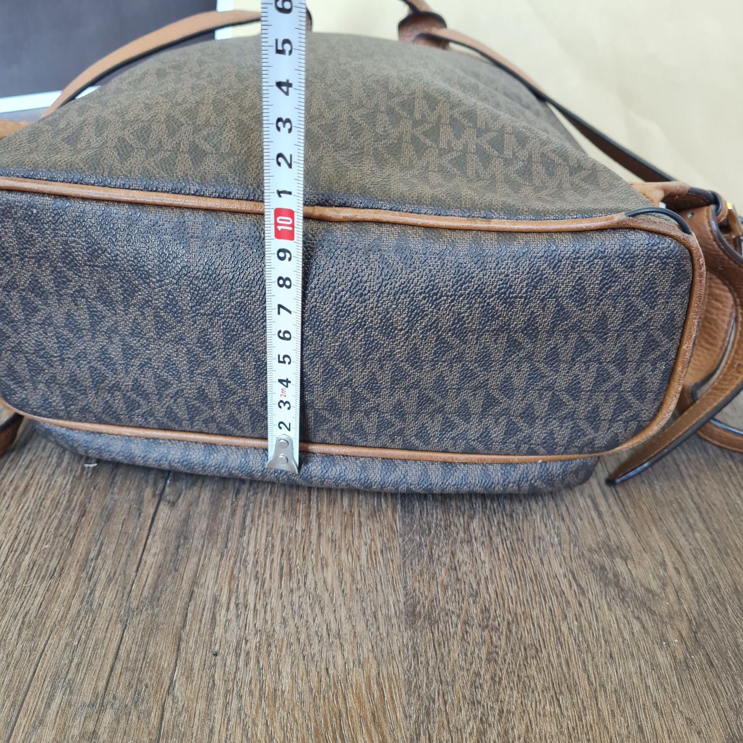 Michael Kors plecak plecaczek rhea brązowy mk monogram logowany złote