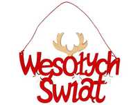 Zawieszka bożonarodzeniowa drewno-welur WESOŁYCH ŚWIĄT