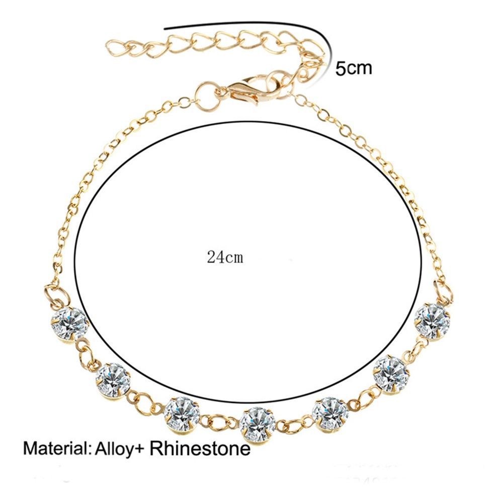 Браслет женский с кристаллами нога 23+ см