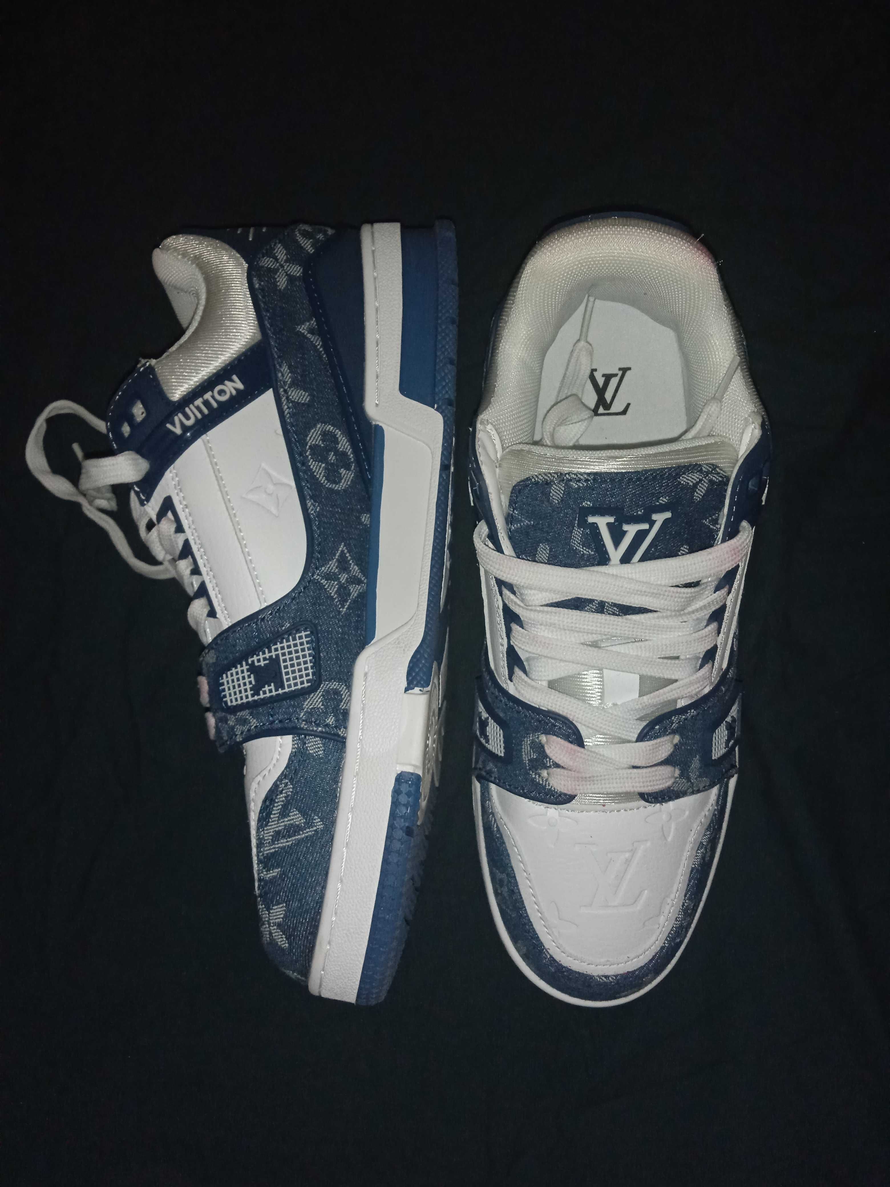 Кросівки луї вітон сині Louis Vuitton Trainer Sneaker White&Blue