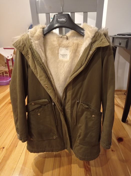Zielona  khaki  Kurtka Zara zimowa przejściowa  152 11 /12 lat zielon