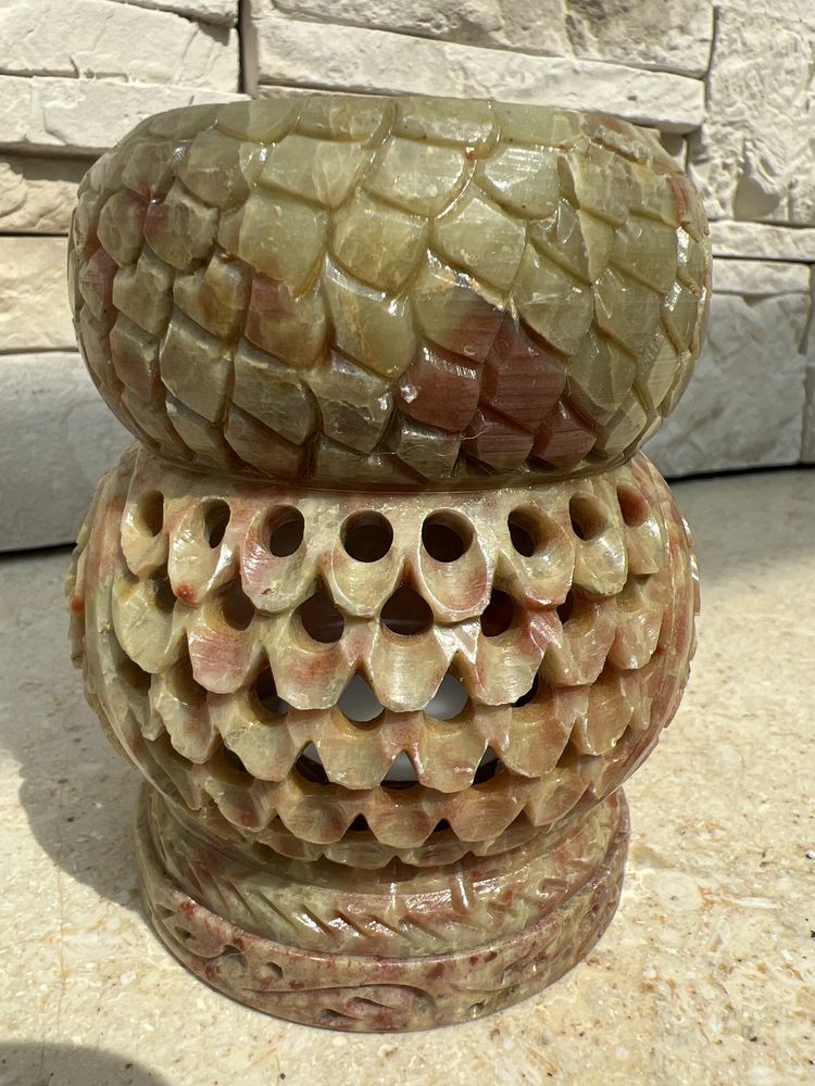 Sowa świecznik ręcznie zrobiony z kamienia naturalnego