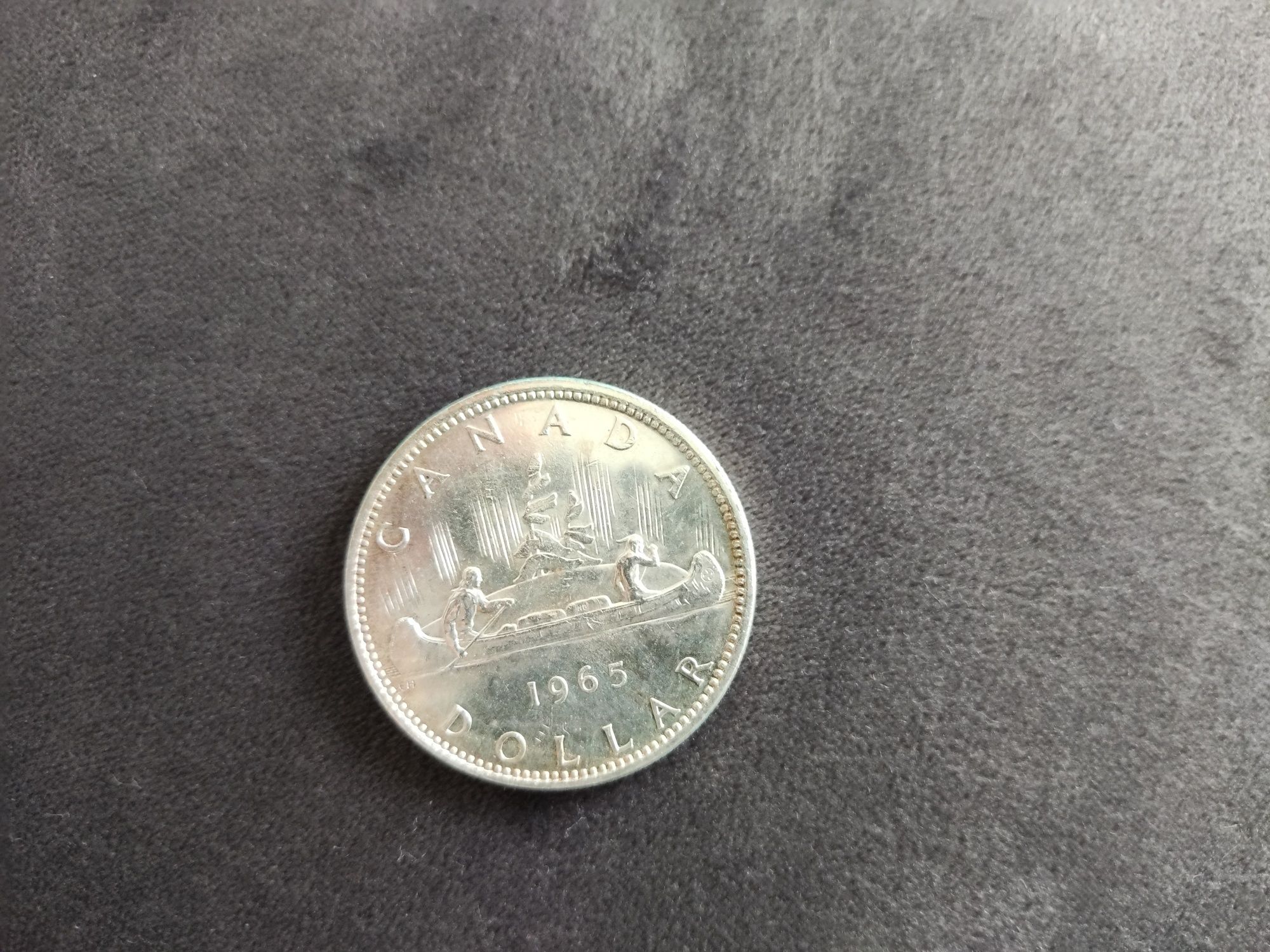 Moeda de prata 1 dollar de 1965 do Canadá