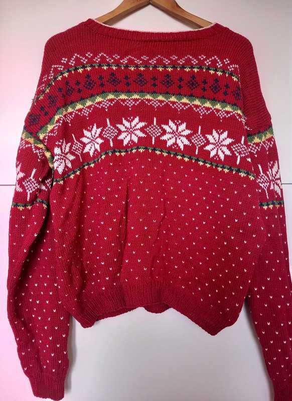 zimowy sweter czerwony świąteczny
