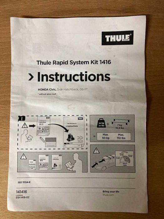 Thule sistema Rapid system - bases para Honda Civic 5 portas - KIT1416
