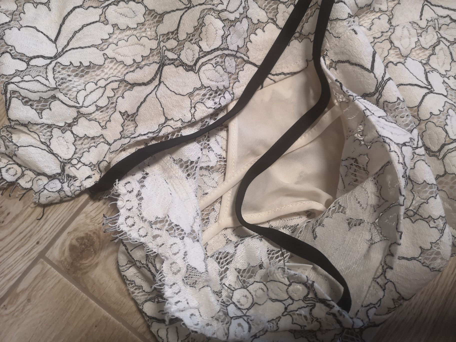 Sukienka koronkowa h&m, 38 M, ecru