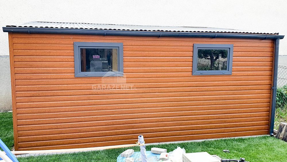 DOMEK OGRODOWY GARAŻ 3M X 6M Spad W Prawo Drzwi 2X Okno 3X6 GB282
