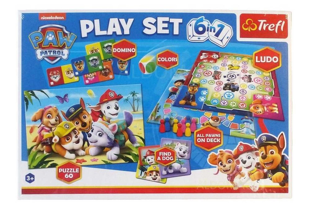 PSI PATROL 6w1 zestaw 6 gier planszowych Trefl 3+ domino - używane