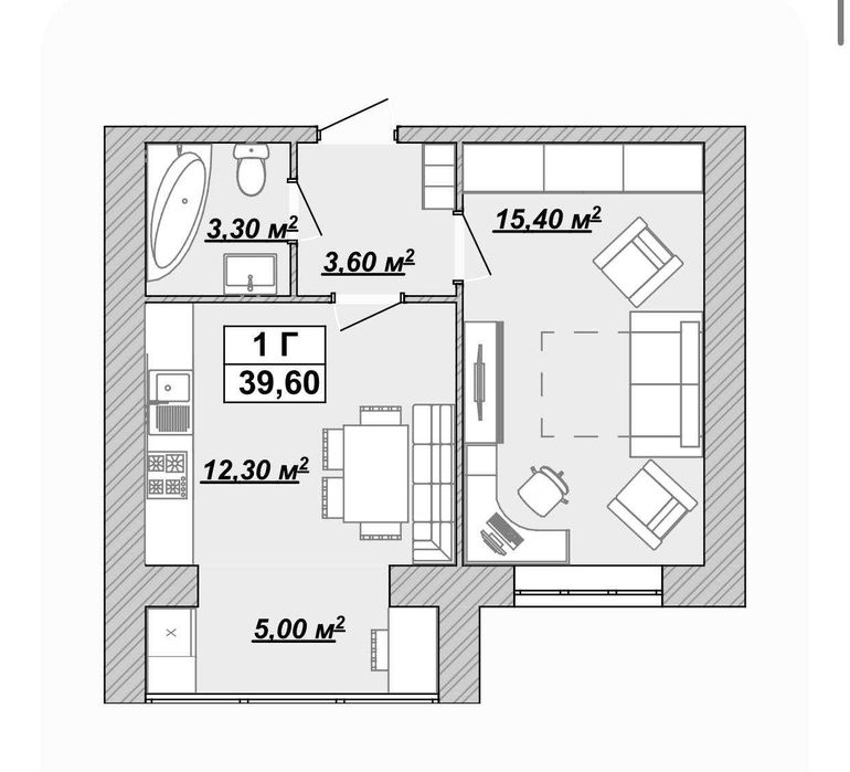 Видова 1кім квартира ЖК Княгинин