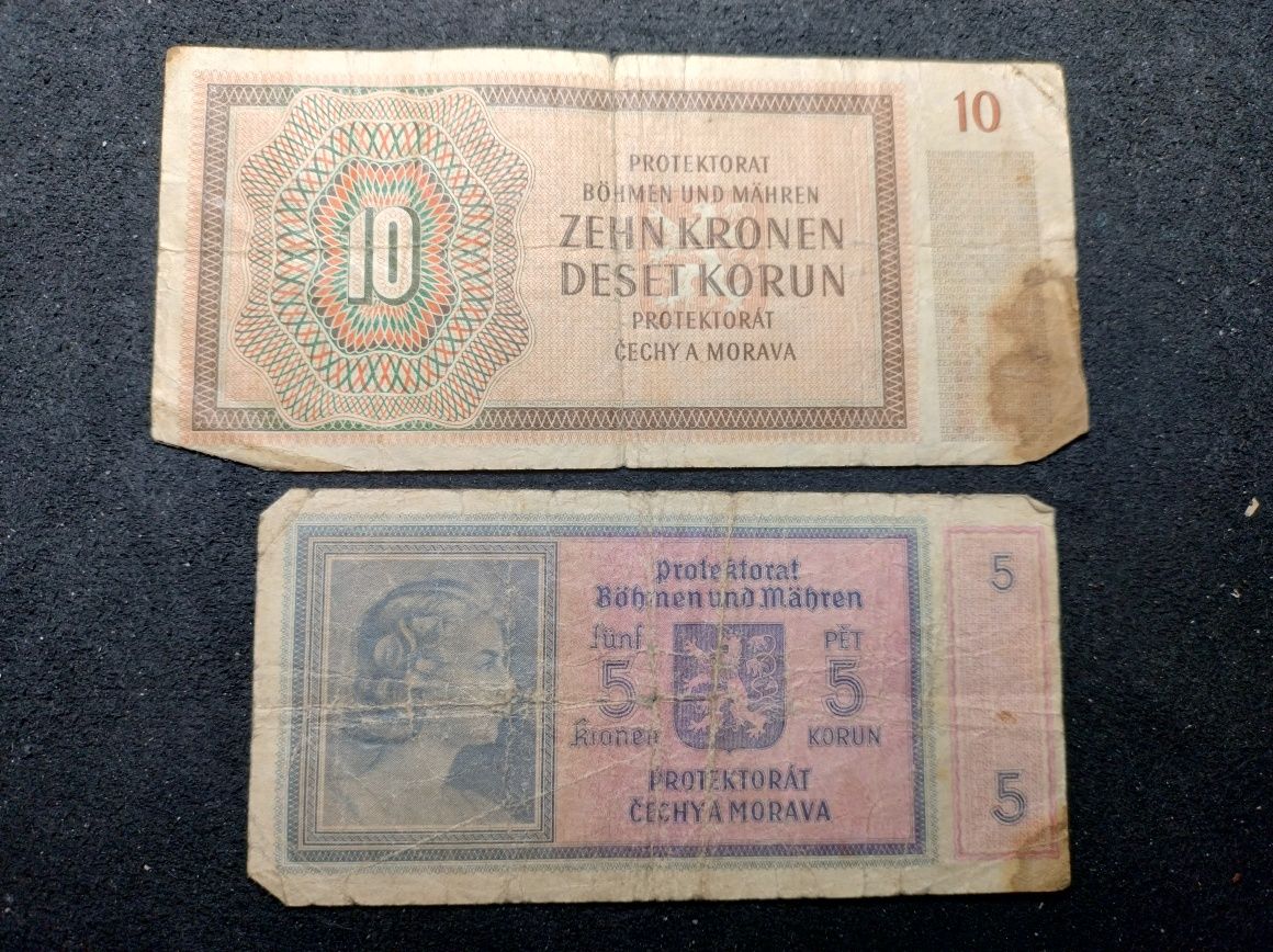 Zestaw banknotów mix ZSRR, Słowacja, Protektorat Czech i Moraw