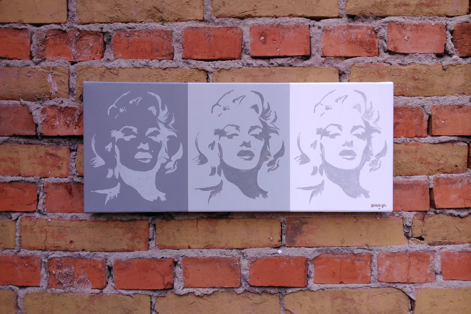 Marilyn Monroe portret stencil art szablon grafika tryptyk