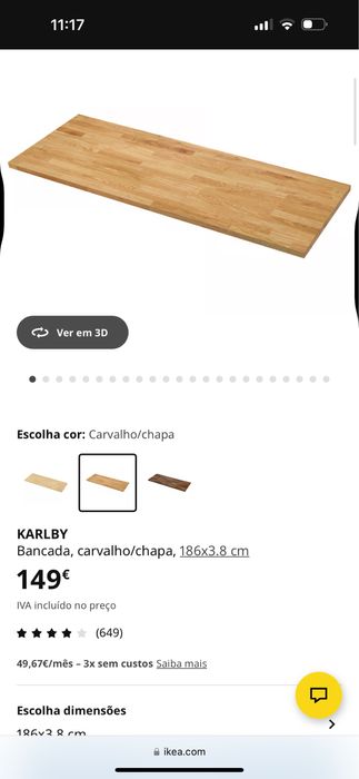 Bancada Ikea Karlby 186cm