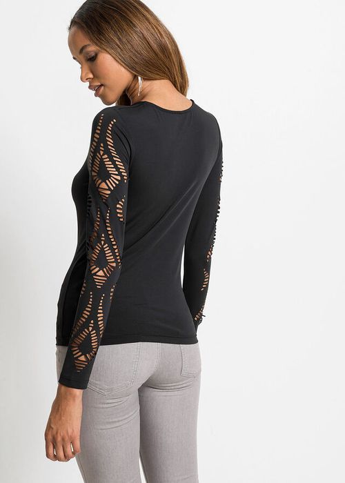 Bluzka czarna z laserowym haftem 36/38.