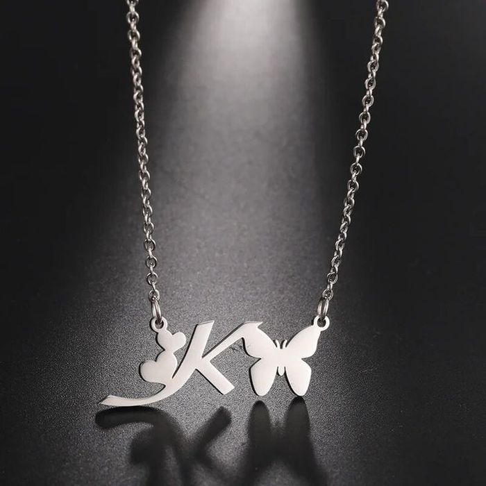 Срібна підвіска з буквою вашого імені з метеликом, подвеска, кулон