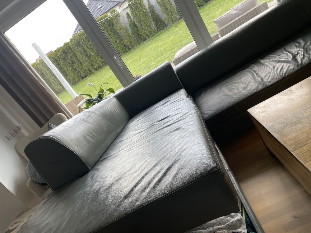 Sofa naroznik kanapa z naturalnej skory