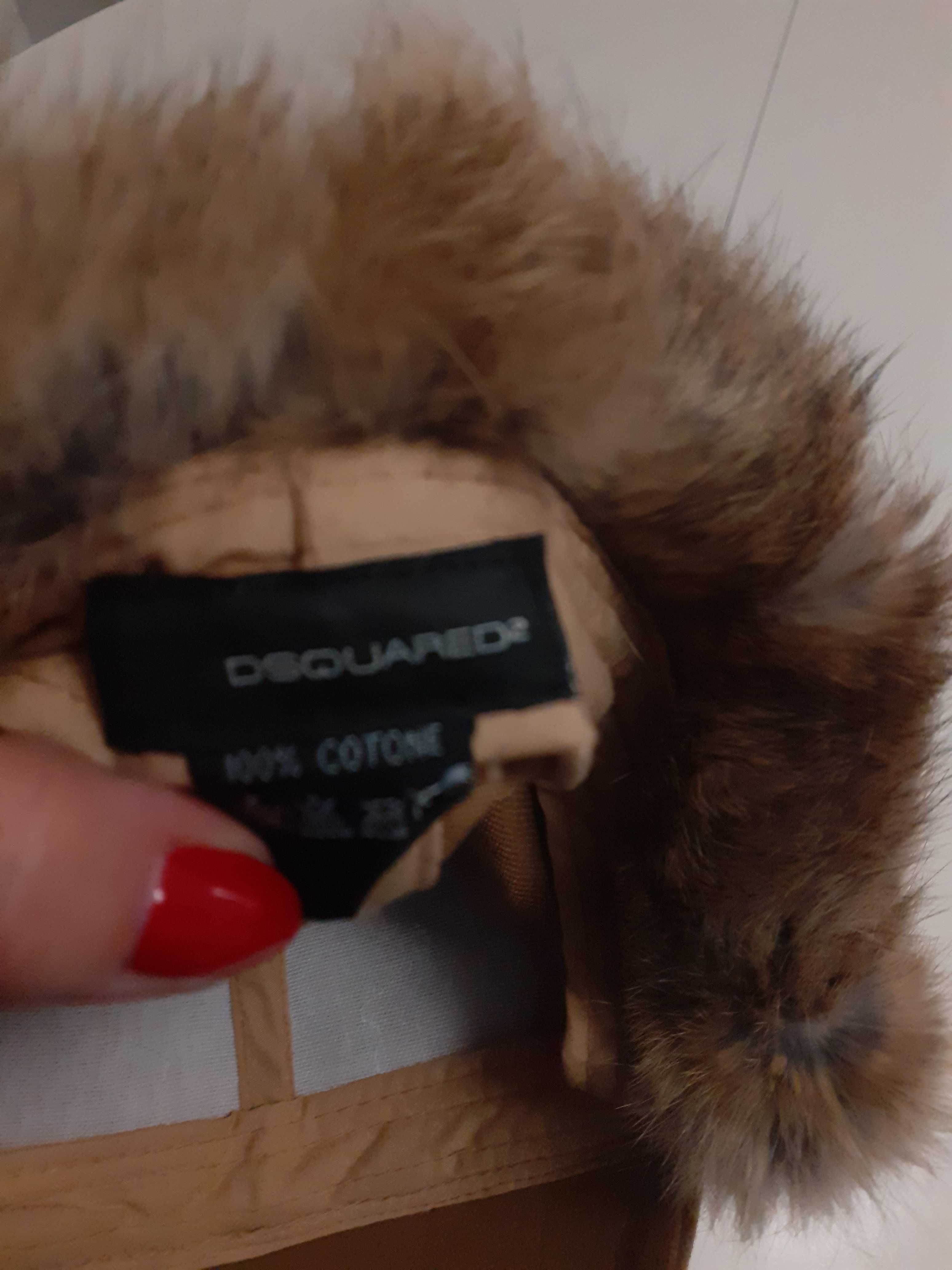 Dsquared czapka z futrem z jenota nowa