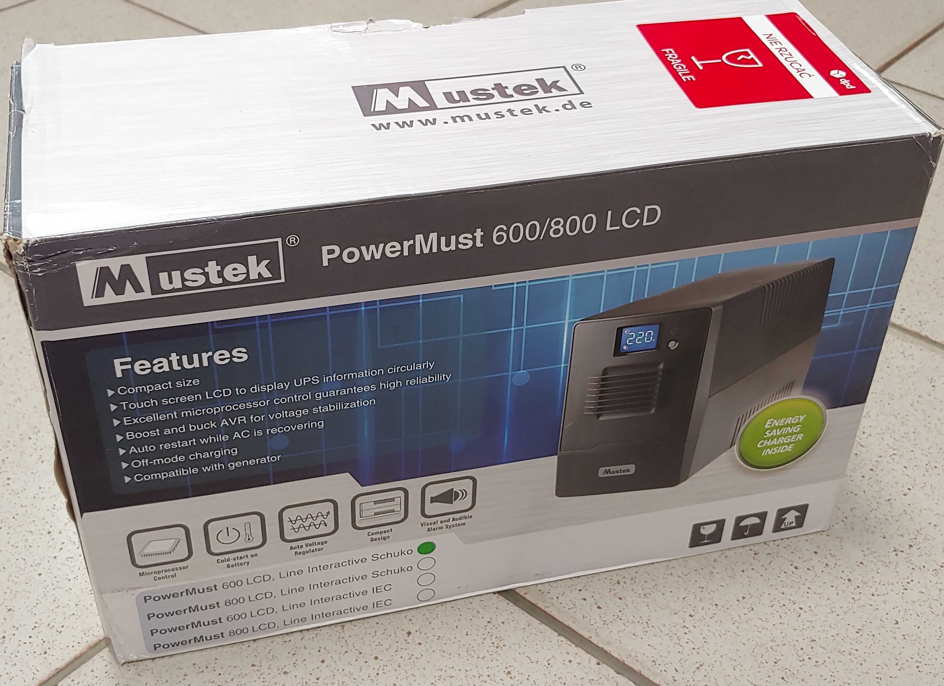 UPS ДБЖ Mustek PowerMust 600 LCD (600-LCD-LI-T10) Новий!