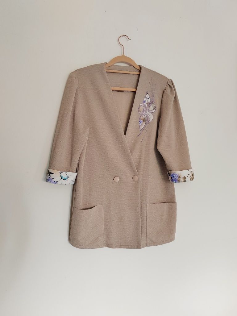 Letnia marynarka vintage prl unikatowa marynarka na lato 38