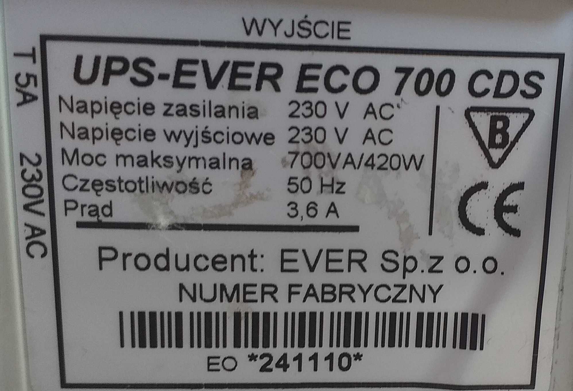 UPS EVER 700/420 czysty sinus do pomp i kotłowni