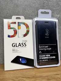 Nowe Etui case clear view czarne Samsung A9 2018 nowe plusz szkło 5D